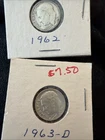 1962 & 1963-d Roosevelt Dimes 10c - .900 Silver US Coin