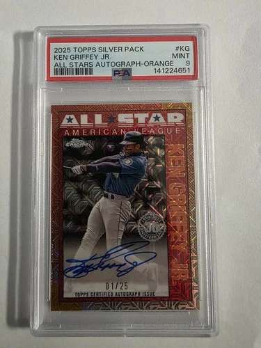 2025 Topps Chrome Ken Griffey Jr #90CAS-KG All-Stars Auto Orange 01/25, PSA 9!!