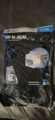 25 Pack CAT5e Ethernet Keystone Jacks White RJ45 Wall Plate Network