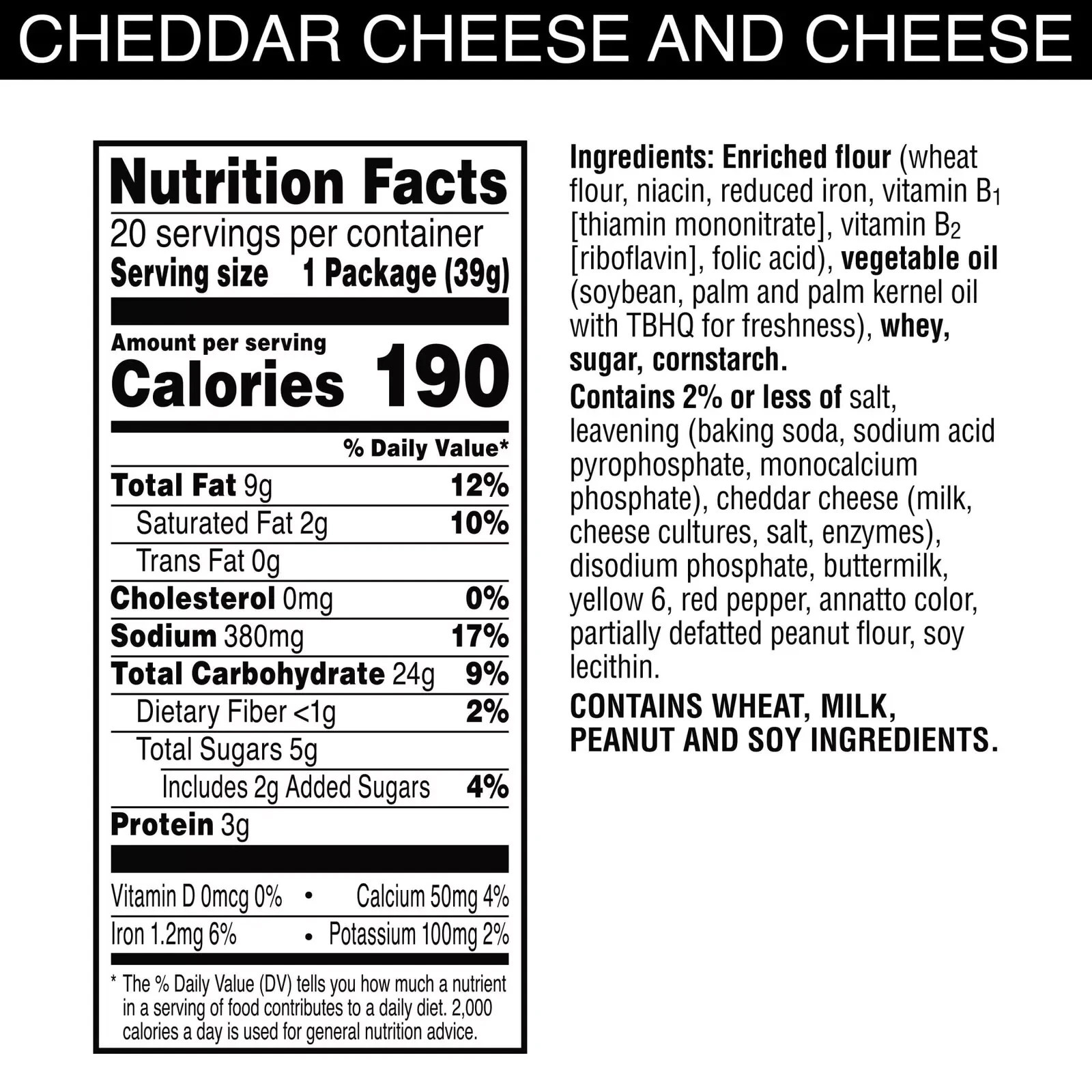 20 Cheddar Cheese Sandwich Crackers, Single Serving Snack Crackers