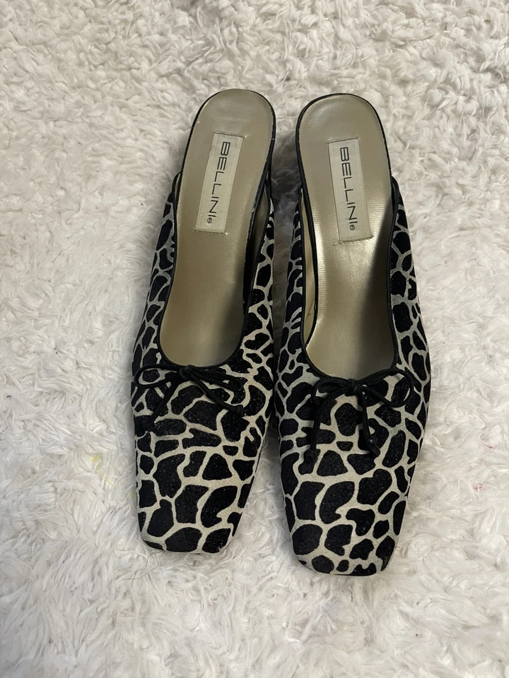 Bellini Feminino Couro Camurça Estampa Animal Preto e Bege Mules Tam12B - Imagem 2 de 4