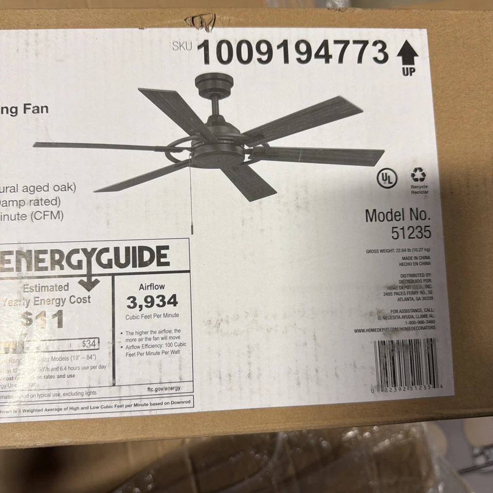 Makenna 52 in. Indoor/Covered Outdoor Ceiling Fan in Matte Black - Image 2 of 3