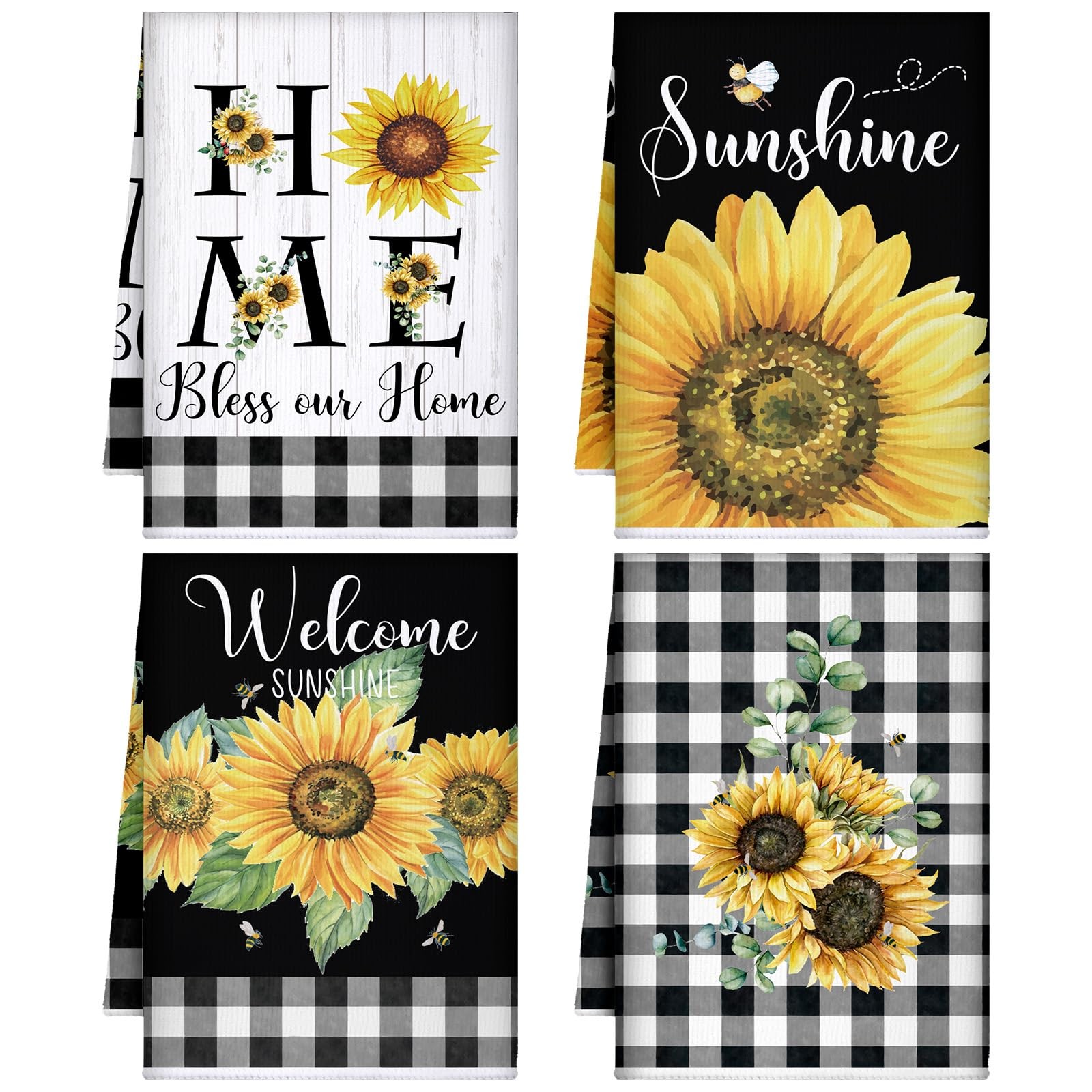 S Black And White Buffalo Plaid Flower Floral Hand