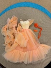 Vintage Barbie Original Peaches and Cream Dress, Wrap, Flower Tie, Clip