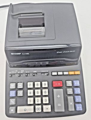 SHARP EL-2196BL 12 DIGIT / 2 COLOR PRINTING CALCULATOR USED GOOD CONDITION 
