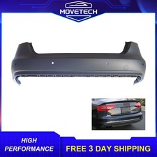 Rear Bumper Cover With Parking Aid Sensor Holes Primed For 2013-2016 Audi A4