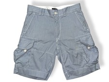 vtg POLO Ralph Lauren Seersucker Cargo Shorts Striped Blue White Cotton size 33