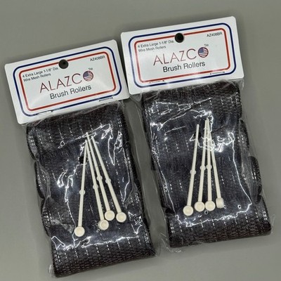 Alazco Extra Large Wire Mesh Hair Brush Rollers 1-1/8'' with Pins (2 Packs of 4)