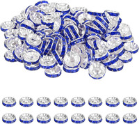 200 Stk Rondelle Abstandshalter Perle 10Mm Silber/Dunkelblau
