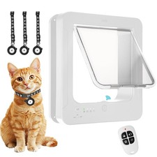 Smart Cat Door for Interior Exterior, Cat Pet Door with 3 Collar Sensor Key...
