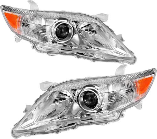 Pair Headlights Reflector For 2010-2011 Toyota Camry Sedan 4-Door Chrome Clear - Picture 2 of 22