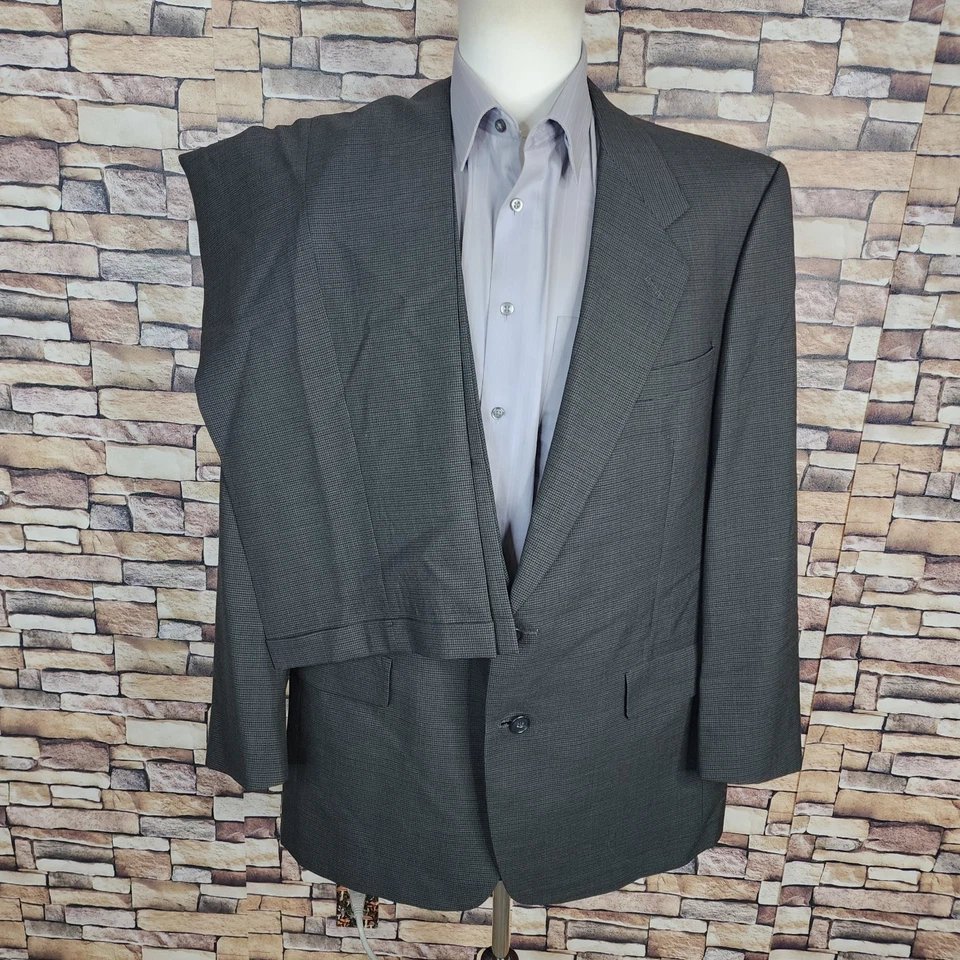 Traje Hart Schaffner Marx 2 Piezas Para Hombre 44R 38X32 Gris Pata de Gallo Lana Foto 3 de 4