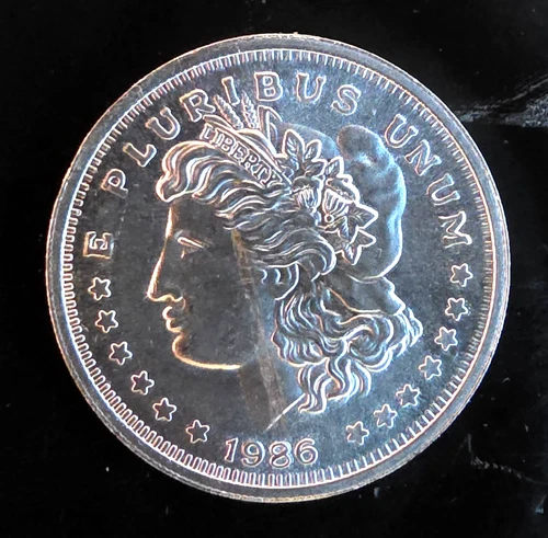 1986 Morgan Dollar Design Eagle TONING On Head Bullion-0.999 Silver 1 Oz Coin