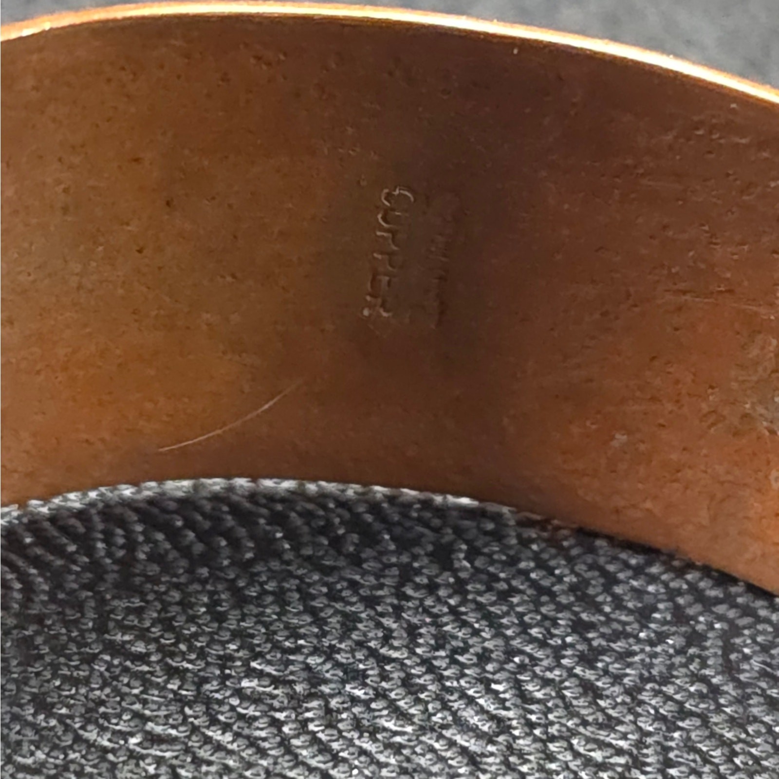 Vintage Unsigned Solid Copper Cuff Bracelet Embos… - image 4