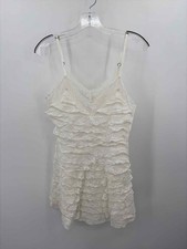 Pre-Owned Love Shack Fancy White Size 0 Lace Shift Short Sleeveless Dress