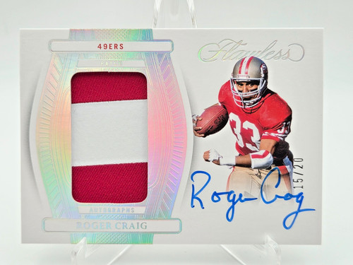 2024 Panini Flawless Roger Craig Patch Auto On Card Silver Holo 15/20 49ers