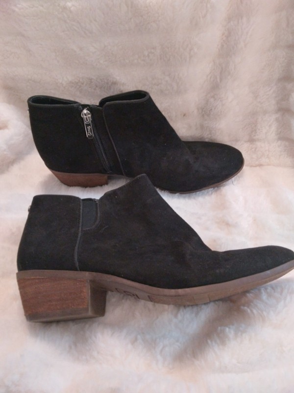 WOMENS SAM EDELMAN CIRCUS BLACK SUEDE ZIP BOOTIES ANKLE BOOTS SIZE 9.5