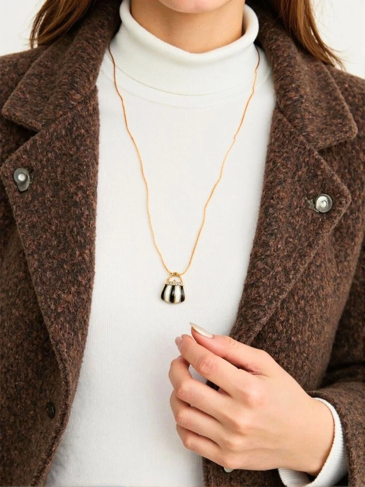 Золотая цепочка 14 карат и бриллиант оникс швабра 10 карат желтое золото сумочка подвеска 6,94 г - Изображение 3 из 4