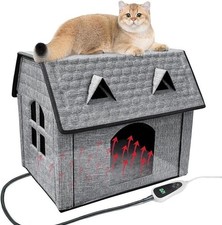 Cat Heated House w/Intelligent Thermostat Foldable Puppy Heated Bed Cat Shelter
