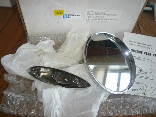 1960 - 1965 Chevy Side View Mirror RH/LH 61-18403 3796400 w/Bow Tie Emblem New
