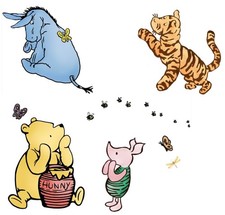 Pooh Wall Decals set Large Classic nursery room art Sticker