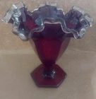 Elegant,Vintage Fenton Ruby Red Silver Crest, Ruffled Edged Vase (2 Available )