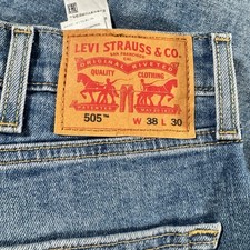 Vintage Levis 505 Jeans 38 x 28 30 Hemmed  Straight Blue Red Tab Denim
