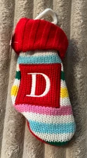 WONDERSHOP AT TARGET MINI STRIPED MULTI-COLOR KNIT *D* STOCKING-6.5"-NWT!
