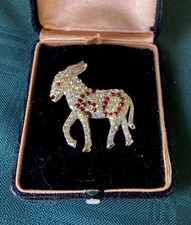 1960 National Democratic Convention Delegates Rhinestone Donkey Lapel Pin