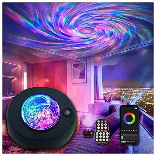 LED Galaxy Star Projector Night Light Starry Black Hole Lamp Speaker APP Remote
