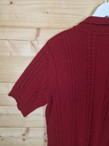 Raf Simons X Fred Perry Merino Kaschmir Zopfmuster Polo Top Pullover Gr. 40 rot - Bild 17 von 22