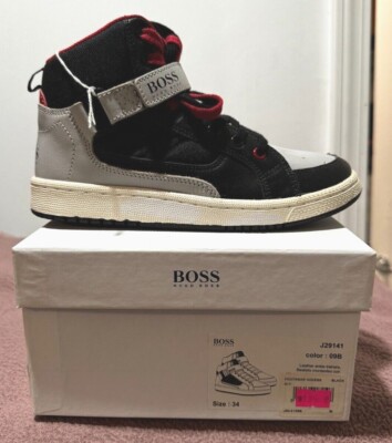 Hugo Boss J29141 Shoes Sneakers Black w/ Grey and Red Trim (New with box)