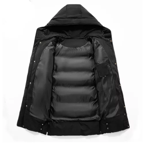 Herren langer gefütterter Mantel Kapuze dicke Luftpolsterjacke gesteppt wattiert - Bild 10 von 39