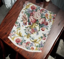 Vintage Long Floral Table Runner Victorian Baroque French Provincial 25"x76"