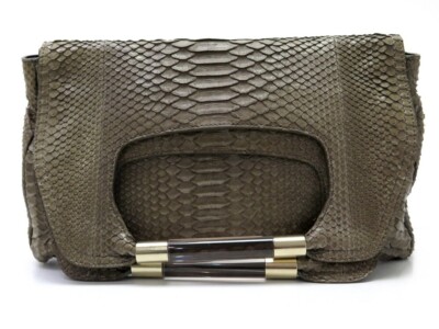SAC POCHETTE A MAIN CHLOE NANCY 8SS687-50 EN CUIR PYTHON MARRON