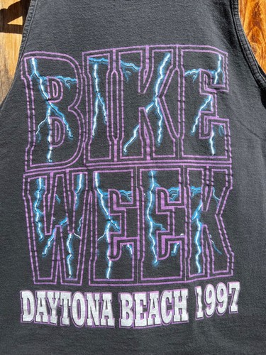 Vintage Bike Week Daytona Beach 1997 Black Tank Top Shirt Medium Oneita - Picture 2 of 8