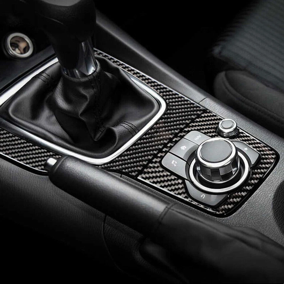 Cubierta de panel de cambio de marchas automático de fibra de carbono 2 piezas para Mazda3 Axela 2013-2016 Foto 3 de 4