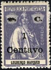 Lourenco Marques 1921 Ceres Overprinted 1 Centavo MNH (SC# 161)