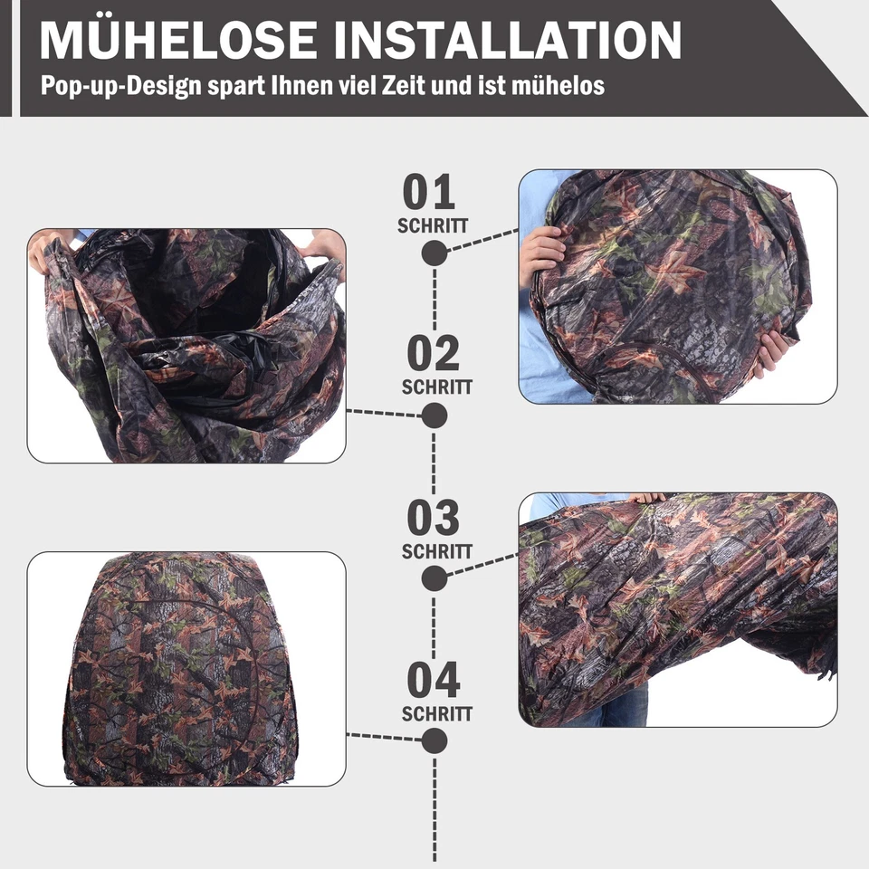 Jagdzelt Angelzelt Pop-Up-Zelt Camouflage für 2 Personen Jagdunterstand - Bild 4 von 4