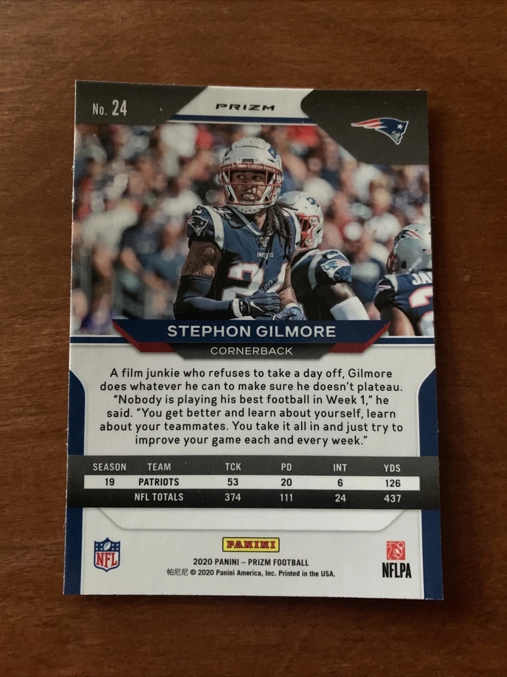 Stephon Gilmore 2020 Panini Prizm #24 🔥🔥Silver Prizm🔥🔥 - Image 2 of 2