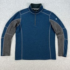 Kuhl Kashmira 1/4 Zip Pullover Shirt Mens S Blue Gray Fleece Warm Midlayer Hike