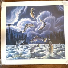 Pacific Northwest Lithograph 23/400 26"H x 28 ¾" W "Mix of Salmon"