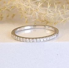 1.8mm Moissanite VVS1 Sterling Silver Wedding Band Ring Guard Size 3-12 M6699