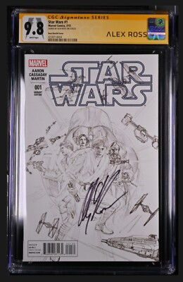  STAR WARS #1 CGC 9.8 SS SIGNED BY ALEX ROSS 1:50 Sketch VARIANT MARVEL 2015 