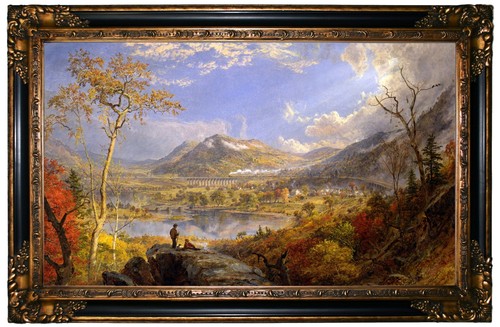 Cropsey Starrucca Railroad Viaduct PA 1865 Wood Framed Canvas Print Repro 19x32 - 第 7/36 張圖片