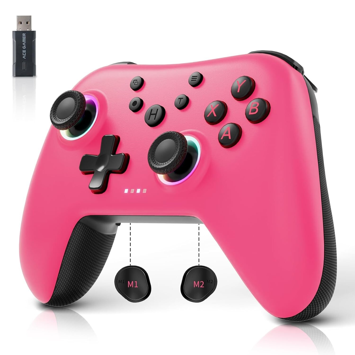 Wireless Controller for PC Switch/Android w/Dual Vibrations/Back Buttons (Pink)