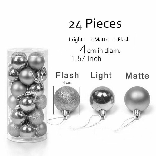 Christmas 24ea Tree Balls Bling Sparkle ORNAMENT WREATH 4cm Decoration Lot Bulk - Picture 2 of 9