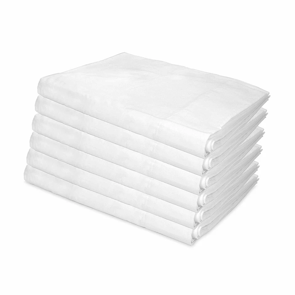 6 Pack of Fitted Bed Sheets - Soft White 180 Thread Count Size Options Bulk Set - Image 4 of 4
