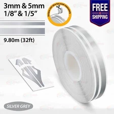 SILVER GREY 1/8" & 1/5" Roll Vinyl Pinstriping Stripe Double Line Tape Sticker