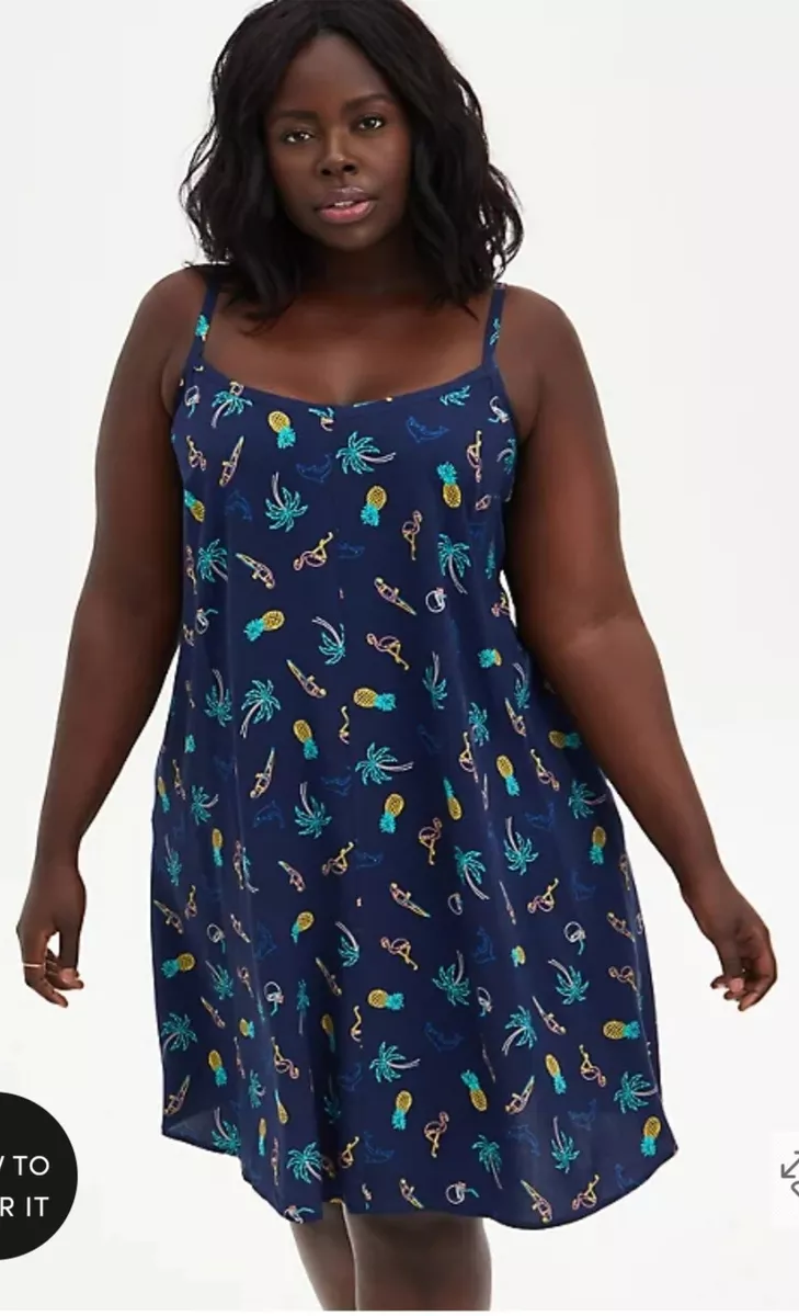 NWT Torrid Plus Size 2 2X 18/20 MINI CHALLIS TRAPEZE DRESS TROPICAL